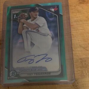 Super Rare Trey Yesavage Bowman 1rst Auto Refractor /199 Toronto Blue Jays Card
